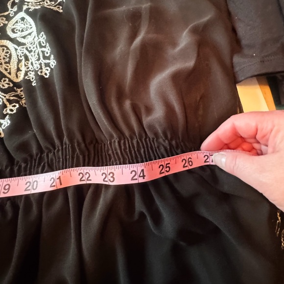 Fun & Flirt Black Boho Embroidered Sheer Tunic Top | Flowy Kimono Sleeve - Picture 9 of 14